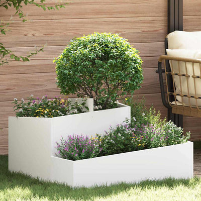 Vidaxl plantenbak wit 80 x 80 x 50 cm koudgewalst staal