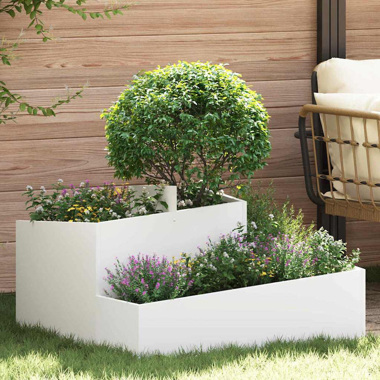 Vidaxl plantenbak wit 80 x 80 x 50 cm koudgewalst staal