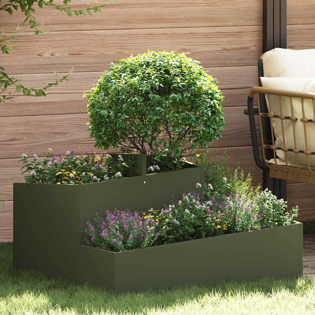 Vidaxl plantenbak olijfgroen 80 x 80 x 50 cm koudgewalst staal