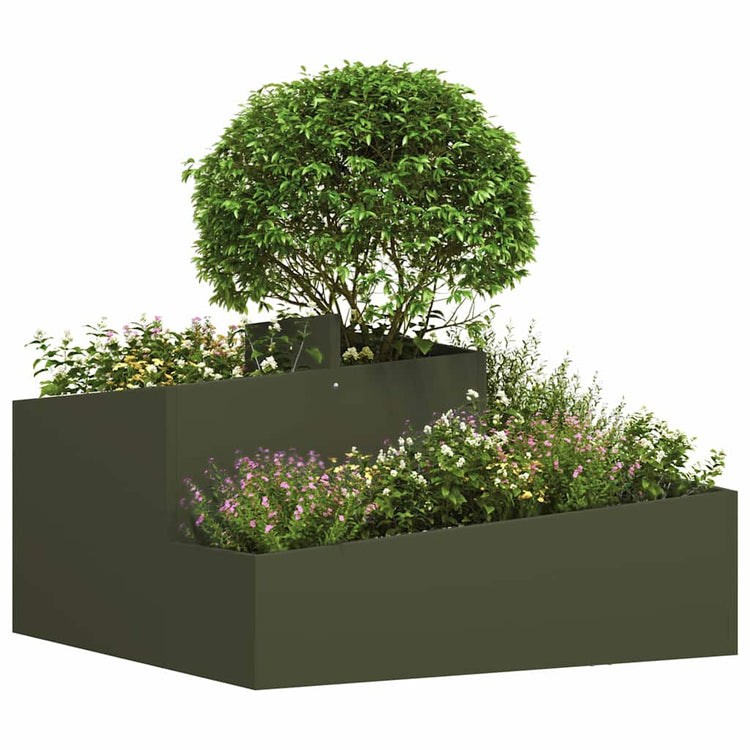 Vidaxl plantenbak olijfgroen 80 x 80 x 50 cm koudgewalst staal