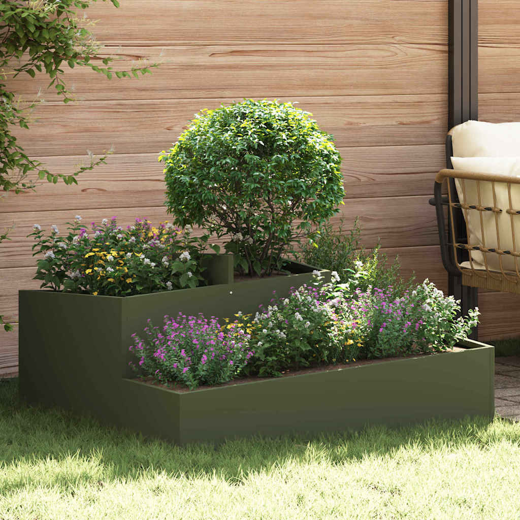 Vidaxl plantenbak olijfgroen 100 x 100 x 50 cm koudgewalst staal