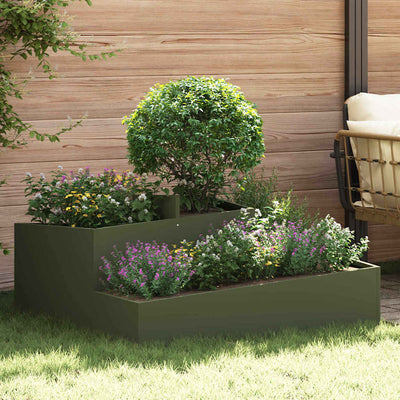 Vidaxl plantenbak olijfgroen 100 x 100 x 50 cm koudgewalst staal