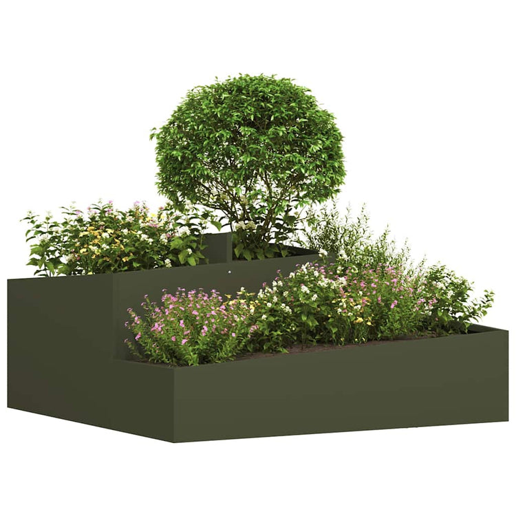 Vidaxl plantenbak olijfgroen 100 x 100 x 50 cm koudgewalst staal
