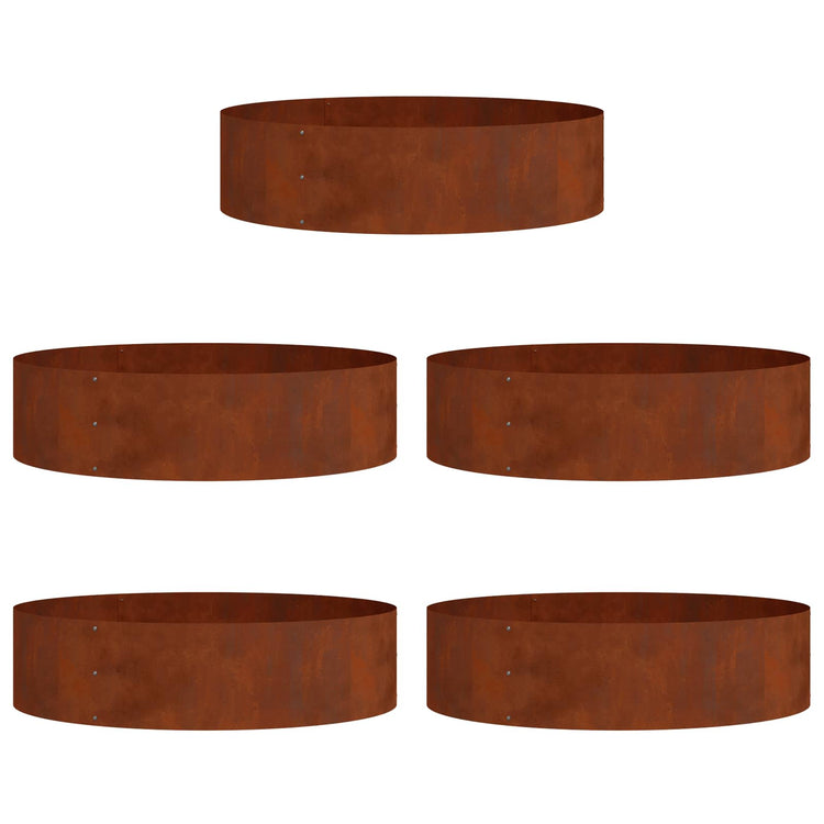 Vidaxl plantenring 5 st roestig 80 x 80 x 20 cm weervast staal