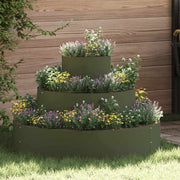 Vidaxl plantenbak olijf groen 90 x 90 x 20 cm koudgewalst staal - afbeelding 1