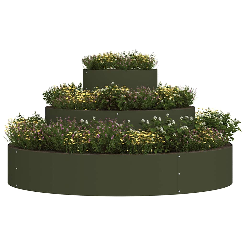 Vidaxl tuin bloempot olijf groen 120 x 120 x 20 cm koudgewalst staal