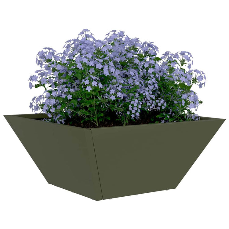 Vidaxl plantenbak olijfgroen 35 x 35 x 15 cm koudgewalst staal