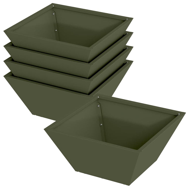 Vidaxl plantenbak 5 st olijfgroen 35 x 35 x 15 cm koudgewalst staal