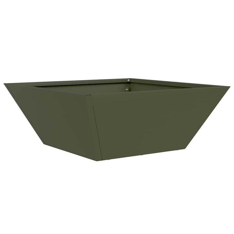 Vidaxl plantenbak olijfgroen 40 x 40 x 15 cm koudgewalst staal