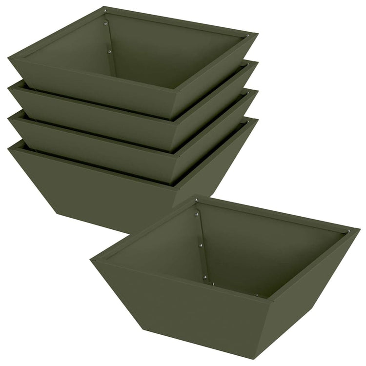 Vidaxl plantenbak 5 st olijfgroen 40 x 40 x 15 cm koudgewalst staal