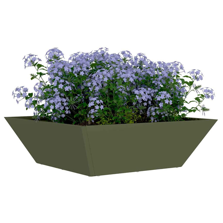 Vidaxl plantenbak olijfgroen 50 x 50 x 15 cm koudgewalst staal