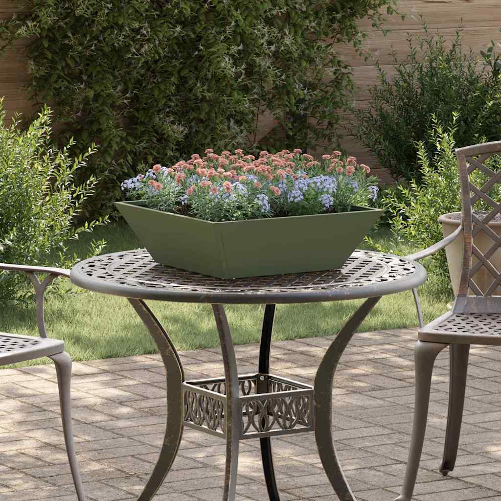 Vidaxl plantenbak 5 st olijfgroen 50 x 50 x 15 cm koudgewalst staal