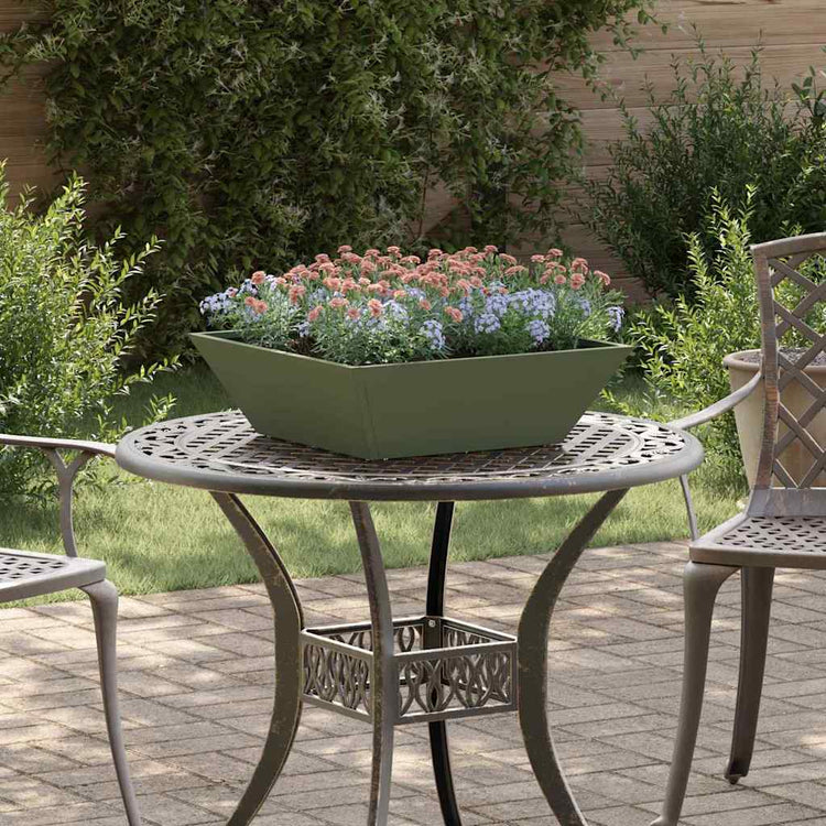 Vidaxl plantenbak 5 st olijfgroen 50 x 50 x 15 cm koudgewalst staal