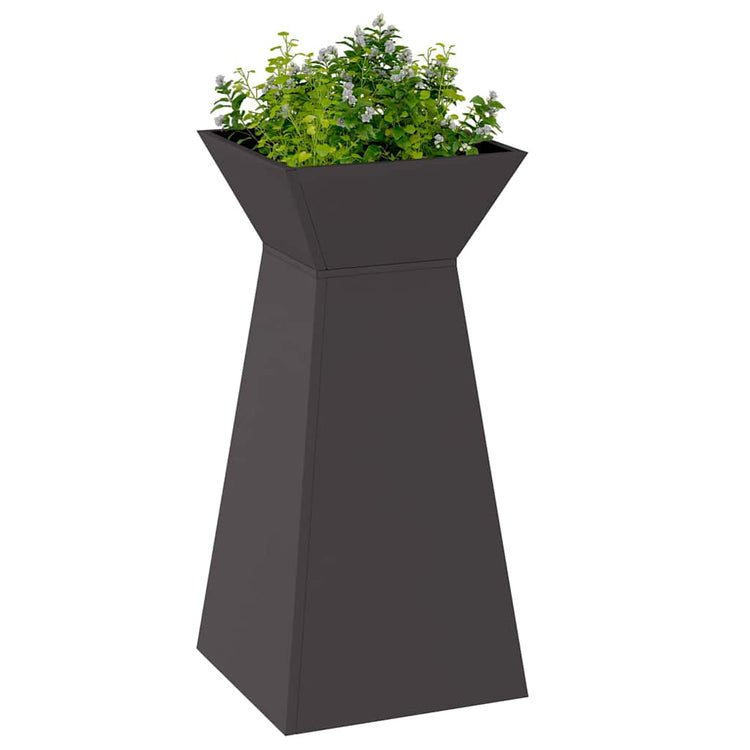Vidaxl pilaar plantenbak 2 st zwart 35 x 35 x 73 cm koudgewalst staal