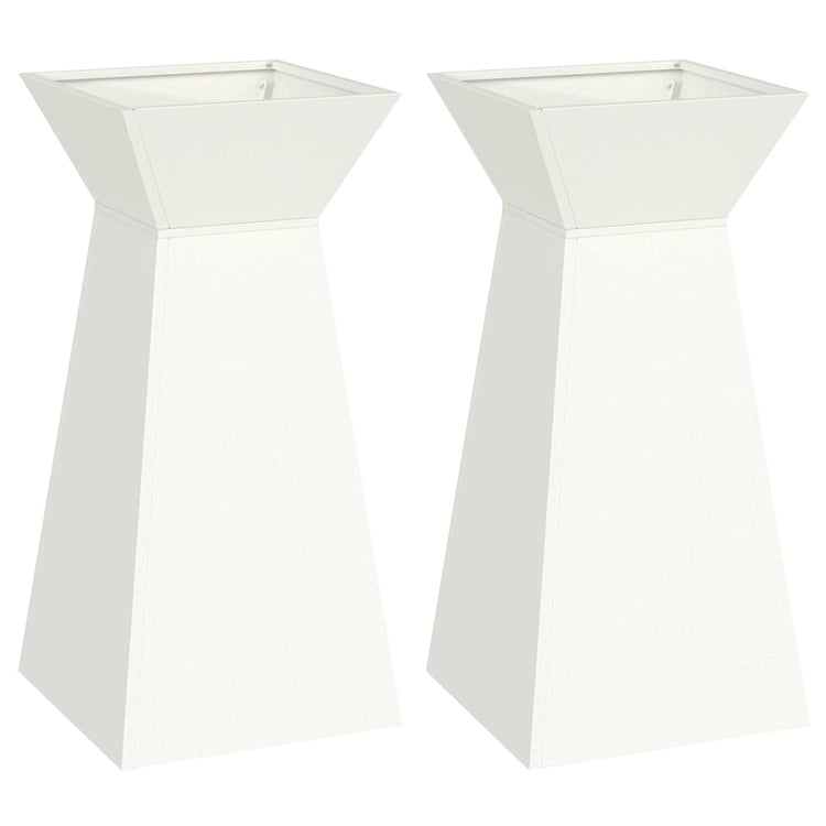 Vidaxl pilaar plantenbak 2 st wit 35 x 35 x 73 cm koudgewalst staal