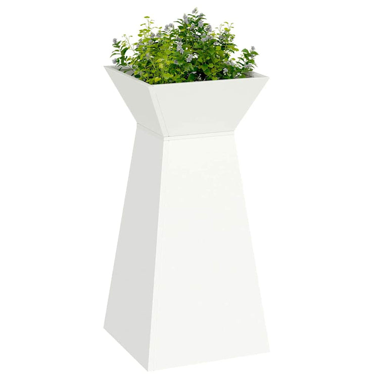 Vidaxl pilaar plantenbak 2 st wit 35 x 35 x 73 cm koudgewalst staal