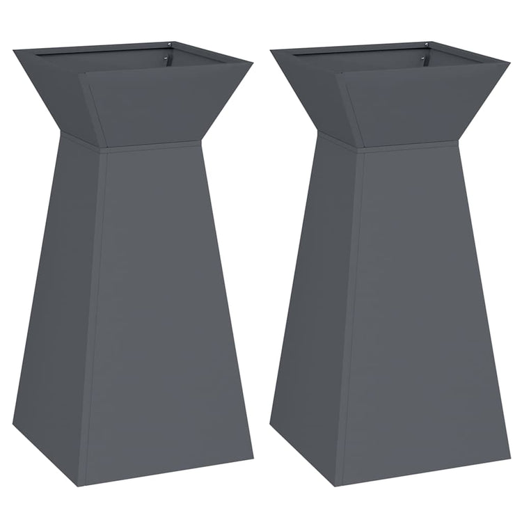 Vidaxl pilaar plantenbak 2 st antraciet 35 x 35 x 73 cm