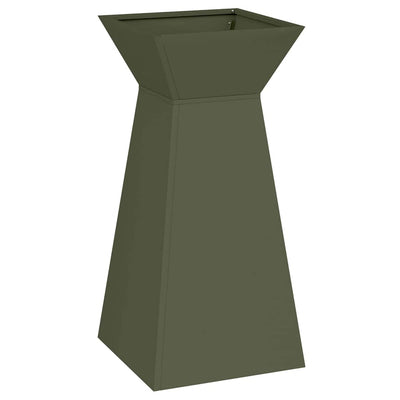Vidaxl pilaar plantenbak olijfgroen 35 x 35 x 73 cm koudgewalst staal