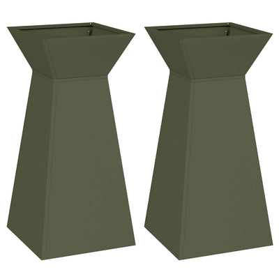 Vidaxl pilaar plantenbak 2 st olijfgroen 35 x 35 x 73 cm
