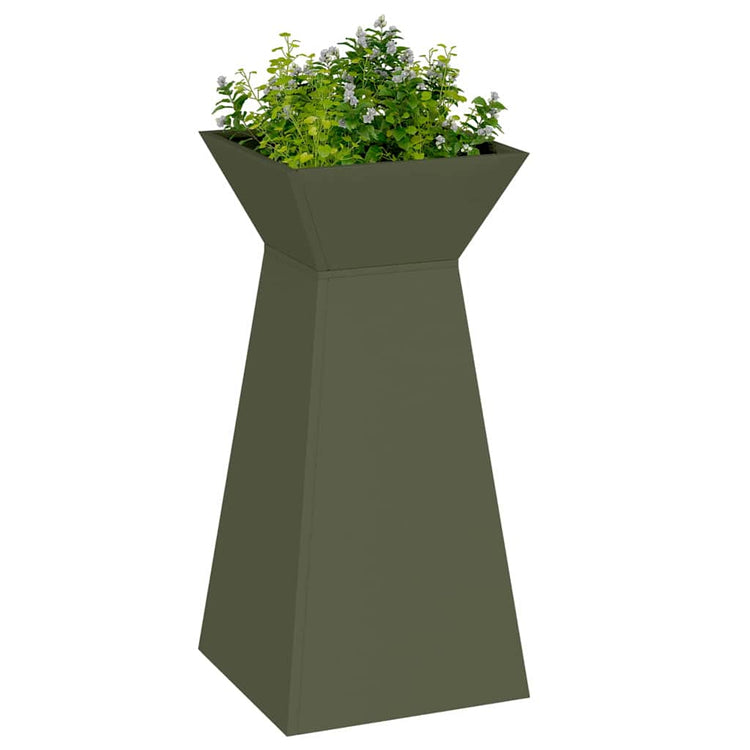 Vidaxl pilaar plantenbak 2 st olijfgroen 35 x 35 x 73 cm