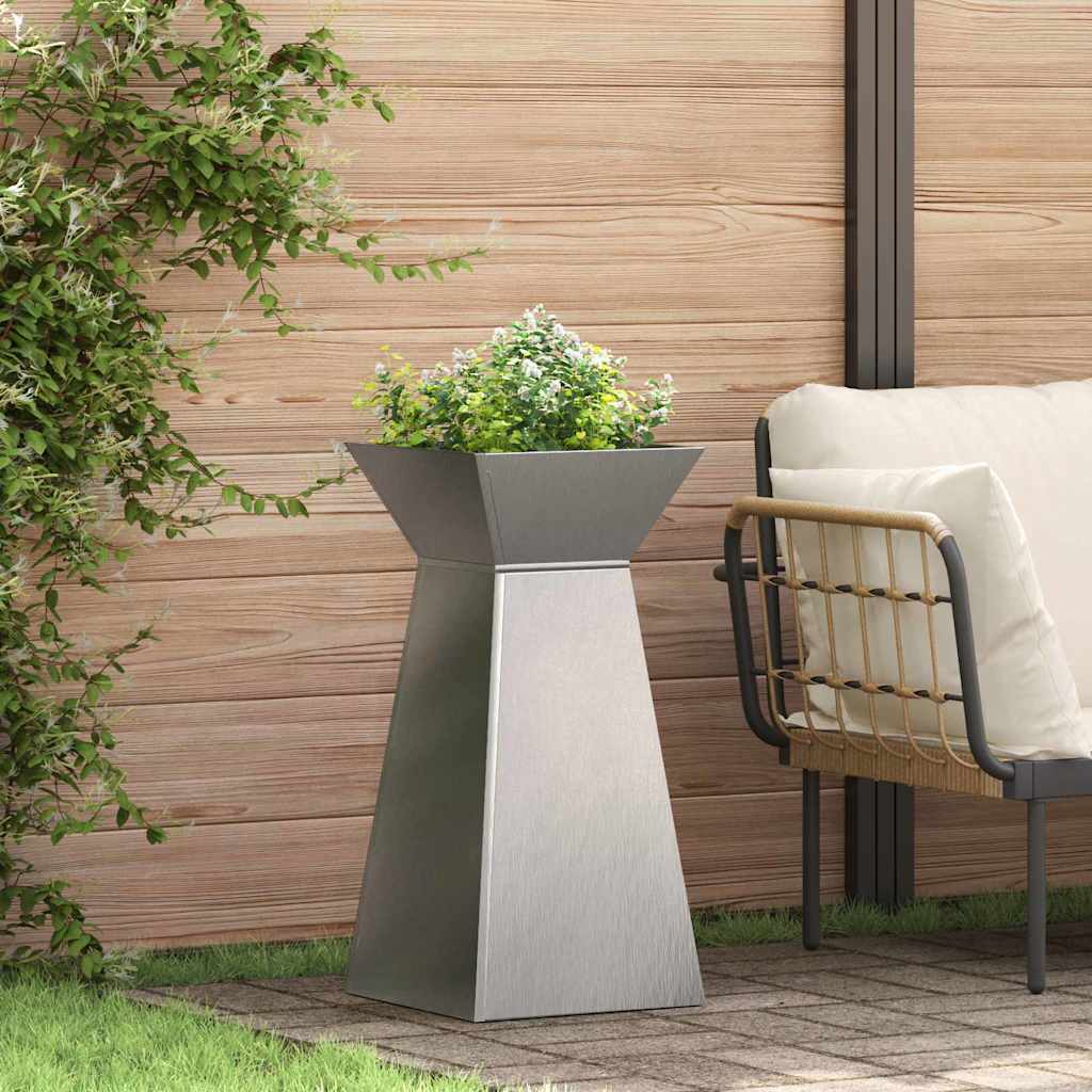 Vidaxl pilaar plantenbak 2 st zilver 35 x 35 x 73 cm roestvrij staal