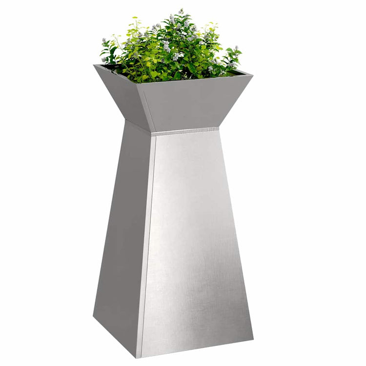 Vidaxl pilaar plantenbak 2 st zilver 35 x 35 x 73 cm roestvrij staal