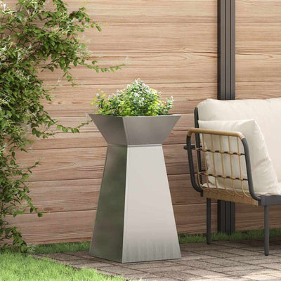 Vidaxl pilaar plantenbak zilver 35 x 35 x 73 cm gegalvaniseerd staal