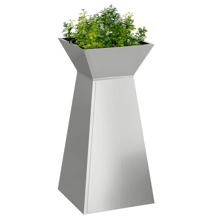 Vidaxl pilaar plantenbak 2 st zilver 35 x 35 x 73 cm