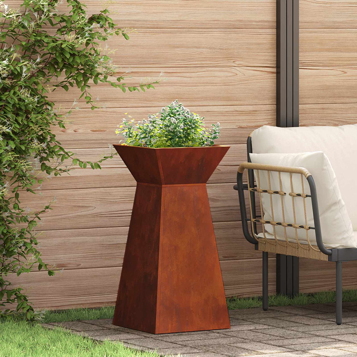 Vidaxl pilaar plantenbak roestkleurig 35 x 35 x 73 cm weervast staal
