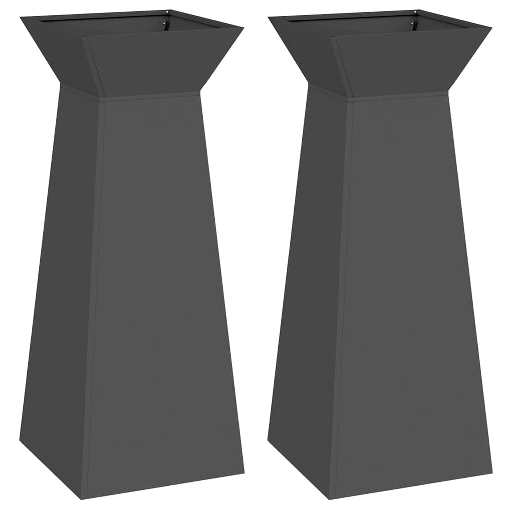Vidaxl pilaar plantenbak 2 pcs zwart 40 x 40 x 100 cm
