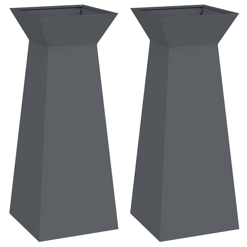 Vidaxl pilaar plantenbak 2 pcs antraciet 40 x 40 x 100 cm