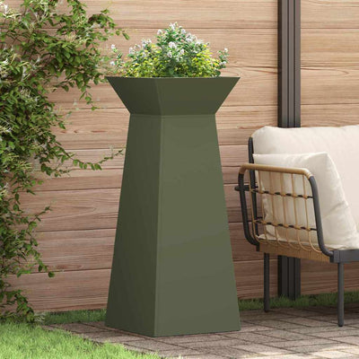 Vidaxl pilaar plantenbak 2 st olijfgroen 40 x 40 x 100 cm