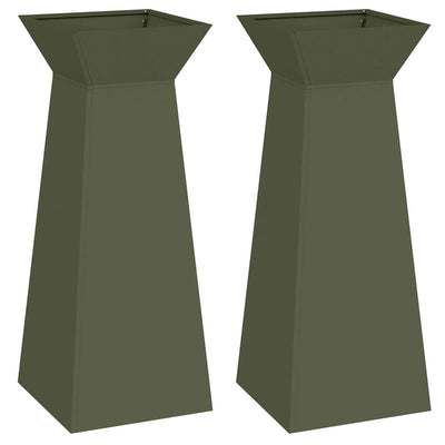Vidaxl pilaar plantenbak 2 st olijfgroen 40 x 40 x 100 cm
