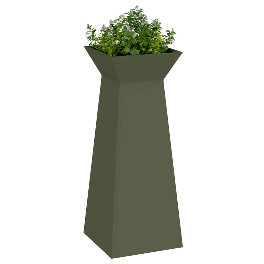 Vidaxl pilaar plantenbak 2 pcs olijfgroen 40 x 40 x 100 cm