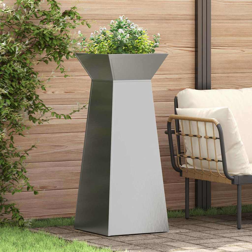 Vidaxl pilaar plantenbak zilver 40 x 40 x 100 cm