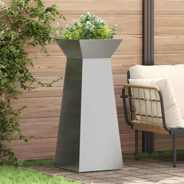 Vidaxl pilaar plantenbak zilver 40 x 40 x 100 cm