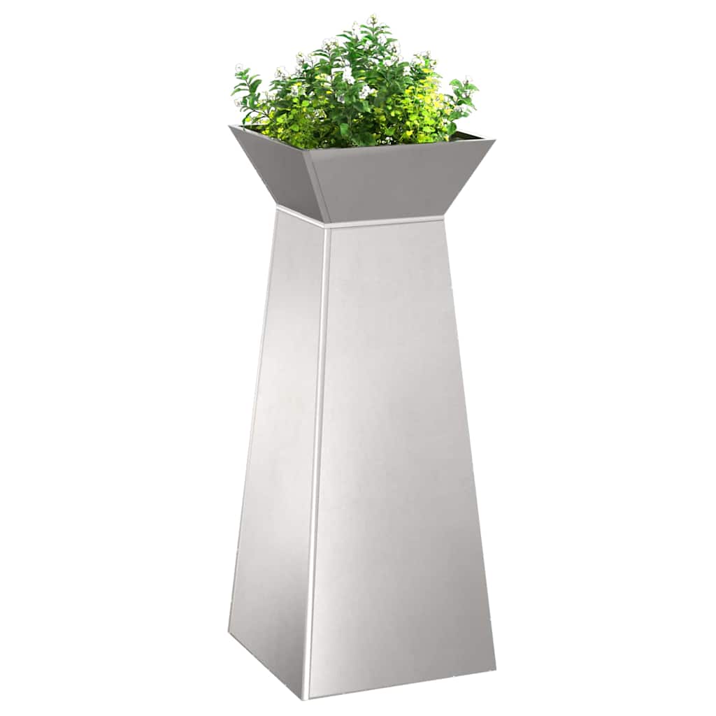 Vidaxl pilaar plantenbak zilver 40 x 40 x 100 cm