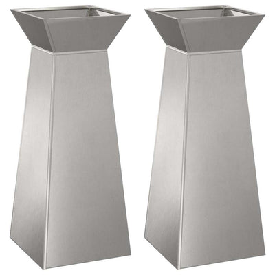 Vidaxl pilaar plantenbak 2 st zilver 40 x 40 x 100 cm roestvrij staal