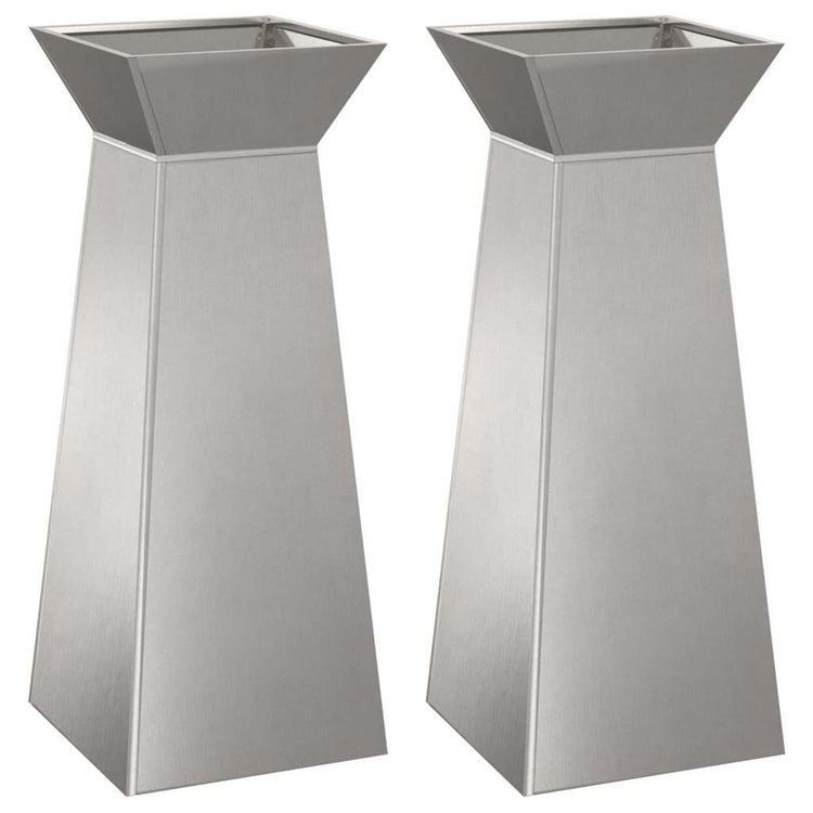 Vidaxl pilaar plantenbak 2 st zilver 40 x 40 x 100 cm roestvrij staal