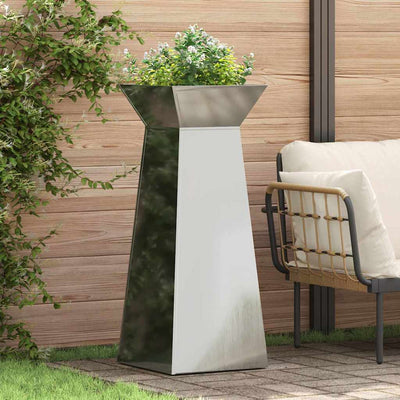 Vidaxl pilaar plantenbak zilver 40 x 40 x 100 cm gegalvaniseerd staal