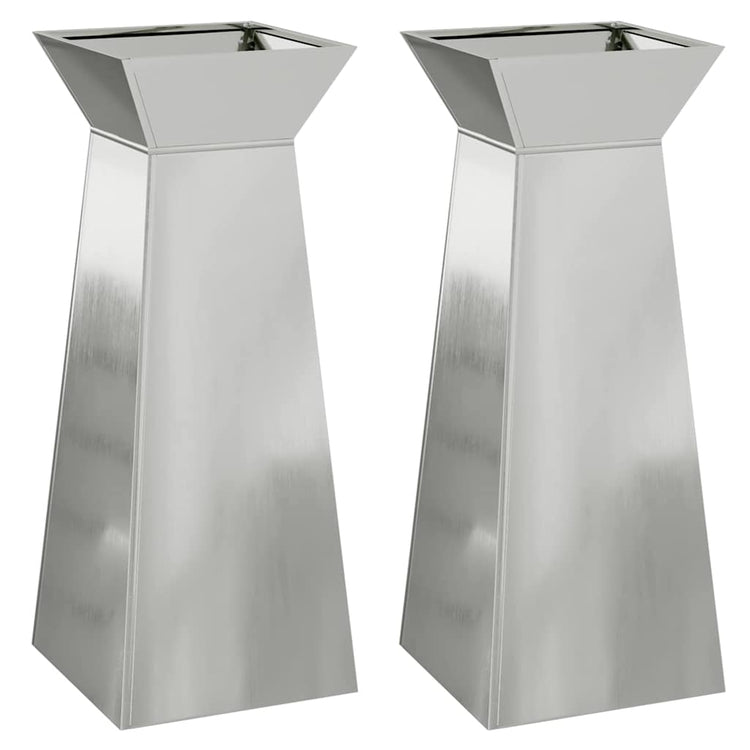 Vidaxl pilaar plantenbak 2 st zilver 40 x 40 x 100 cm