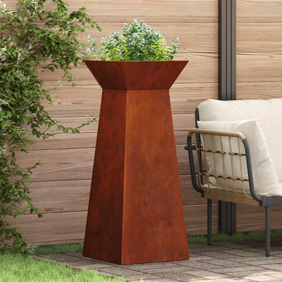Vidaxl pilaar plantenbak roestkleurig 40 x 40 x 100 cm weervast staal