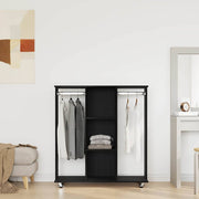 Vidaxl kledingkast met wiel zwart eiken 102 x 38 x 110 cm bewerkt hout - afbeelding 1