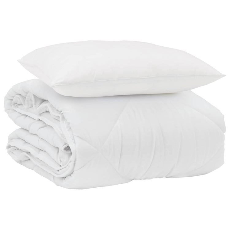 Vidaxl zomer dekbed met kussen 2 st wit microvezel