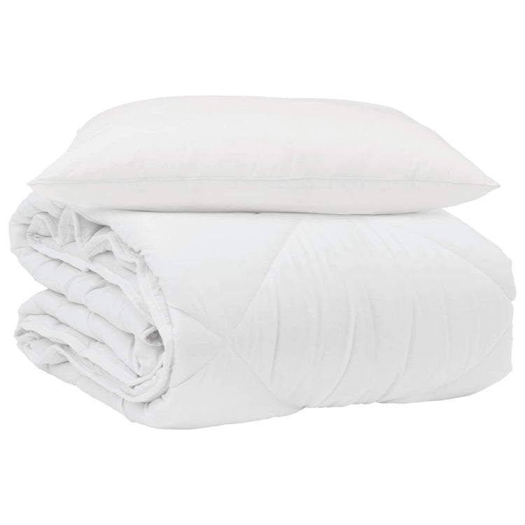 Vidaxl zomer dekbed met kussen 2 st wit microvezel