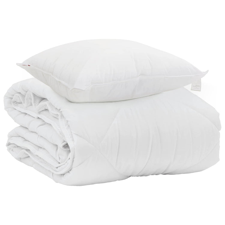 Vidaxl zomer dekbed met kussen 2 st wit microvezel