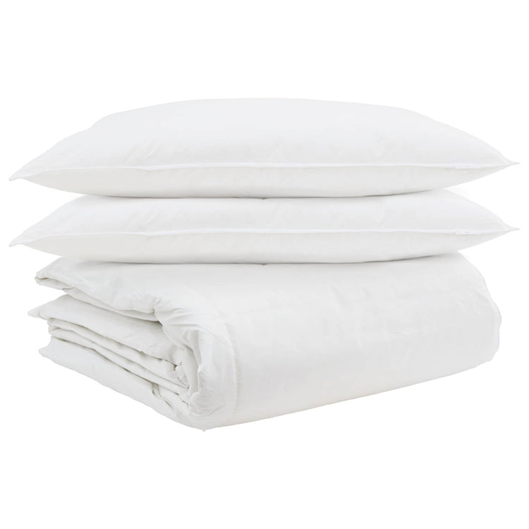 Vidaxl dekbed set met kussen 3 st wit donsveertjes