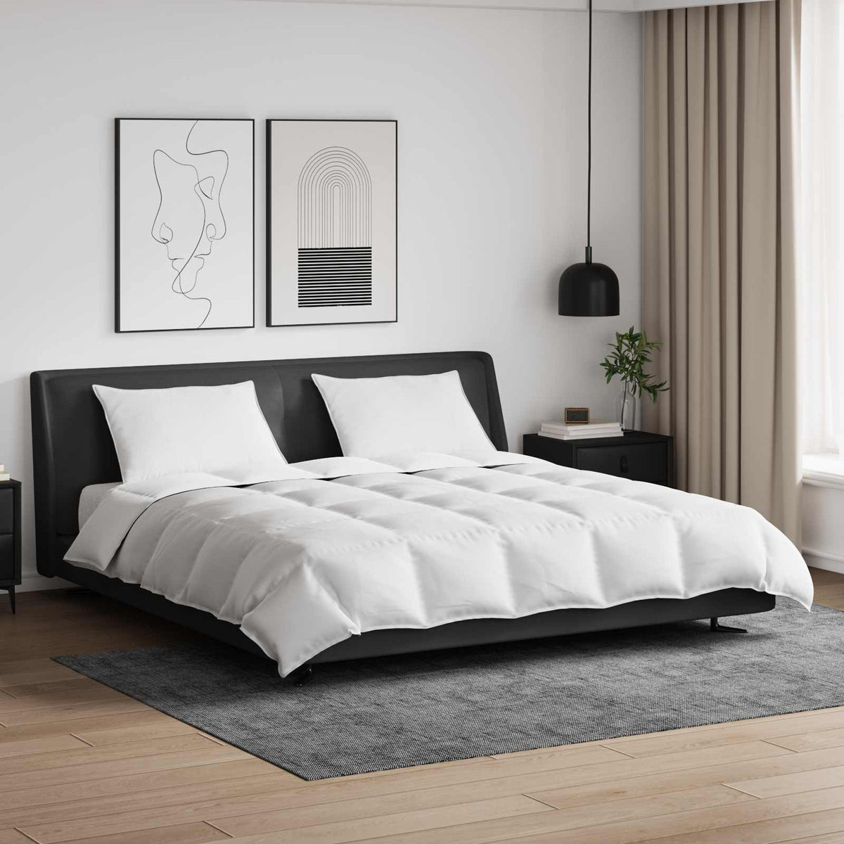Vidaxl dekbed set met kussen 3 st wit donsveertjes