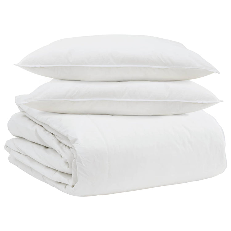 Vidaxl dekbed set met kussen 3 st wit donsveertjes