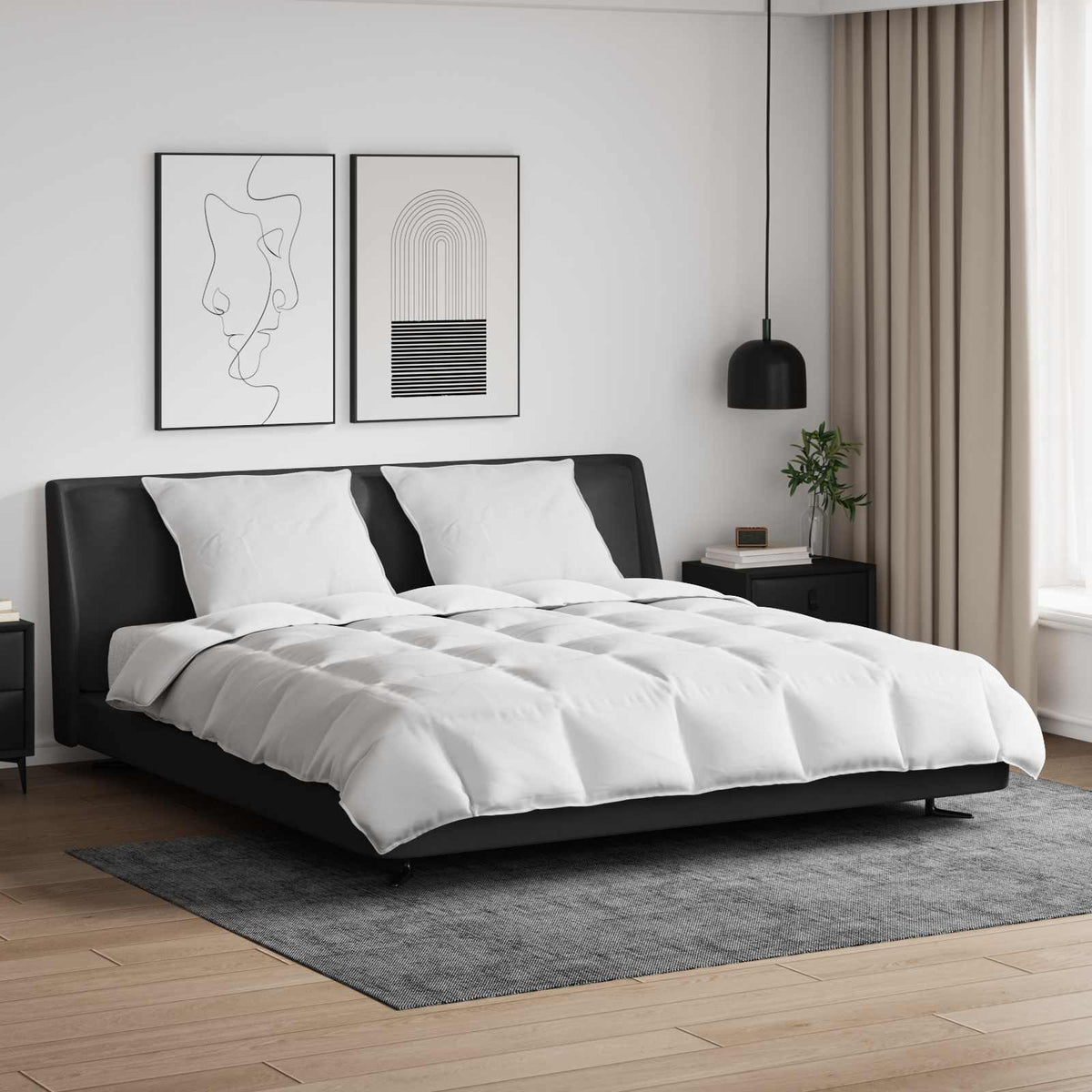 Vidaxl dekbed set met kussen 3 st wit donsveertjes